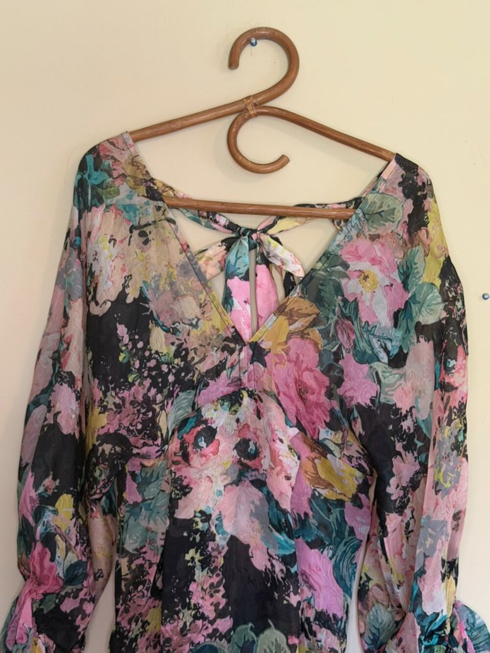 Hemant & Nandita Teien Caftan Floral Sheer Dress w Slip Size S